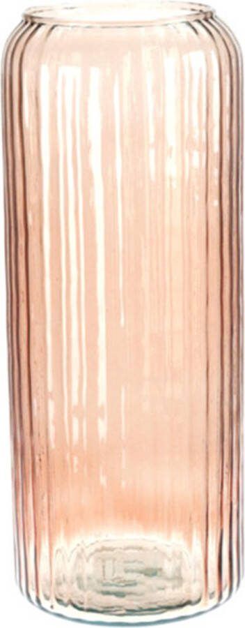 Excellent Houseware glazen vaas bloemen vazen roze 15 x 37 cm Vazen