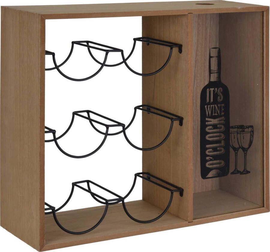 Excellent Houseware Houten stapelbaar wijnflessen rek wijnrek voor 7 flessen 31 x 11 x 61 cm Wijnflesrekken wijnrekken Rek houder voor wijnflessen