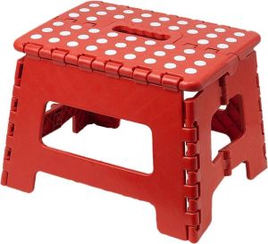 Excellent Houseware Inklapbaar Krukje- Opstapkruk Opstapje| Opvouwbaar 22 cm Rood