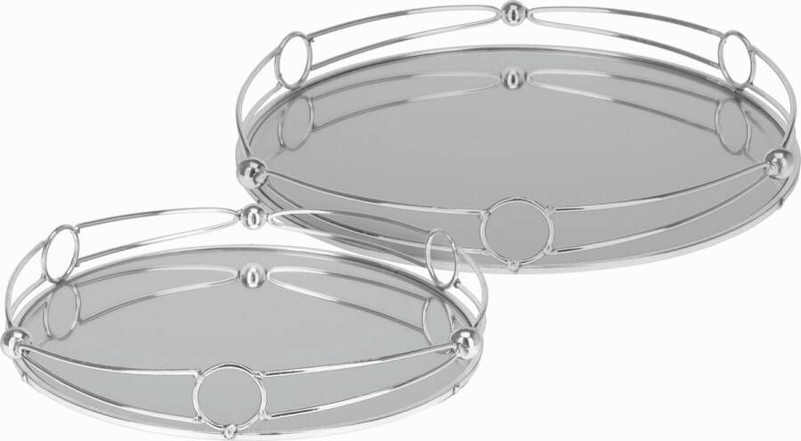 Excellent Houseware Set van 2x stuks ronde kaarsenplateaus spiegel zilver D25 en D30 cm Kaarsenplateaus