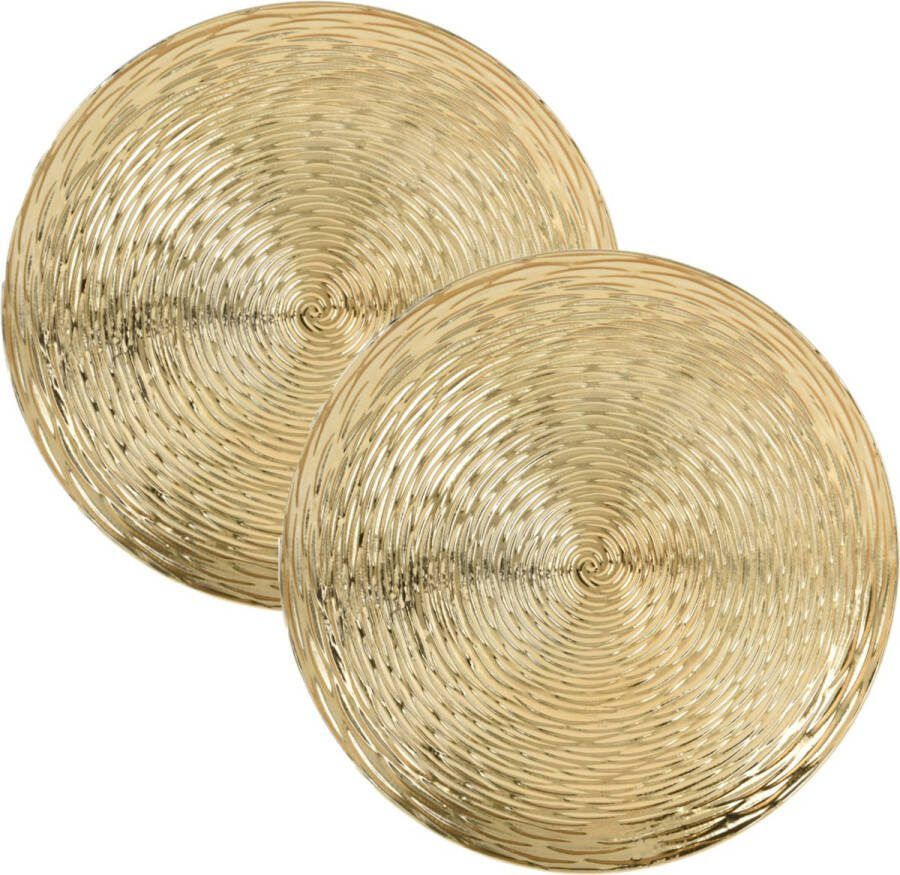 Excellent Houseware kerstdiner diner onderborden- 6x- rond- goud -33cm golf