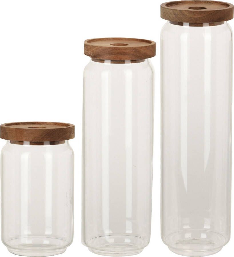 Excellent Houseware Keuken voorraadpotten set van 6x stuks in 1500 1300 700 ml van glas Voorraadpot