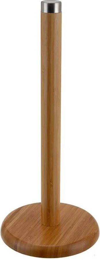 Excellent Houseware Keukenrolhouder bamboe hout D14 x H32 cm