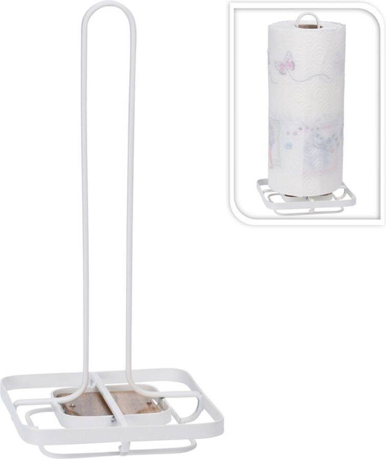 Excellent Houseware Keukenrolhouder van wit metaal