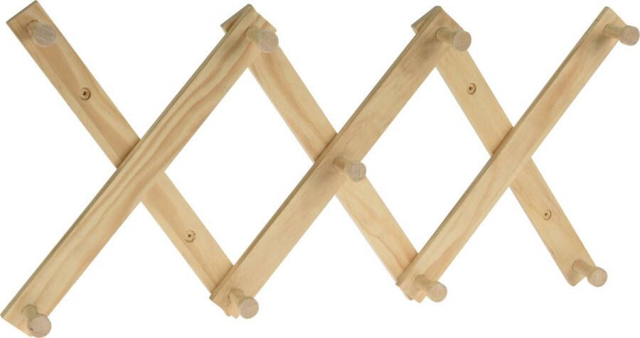 Excellent Houseware Kinderkamer deurhanger kapstok verstelbaar 9 haakjes hout 60 x 12 cm Kapstokken