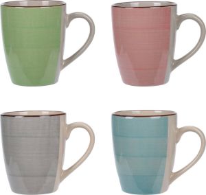 Excellent Houseware koffie thee mokkenA - 4x aardewerk 360 ml Bekers