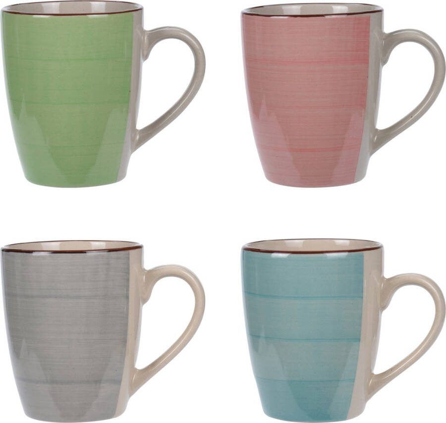 Excellent Houseware koffie thee mokkenA 4x aardewerk 360 ml Bekers