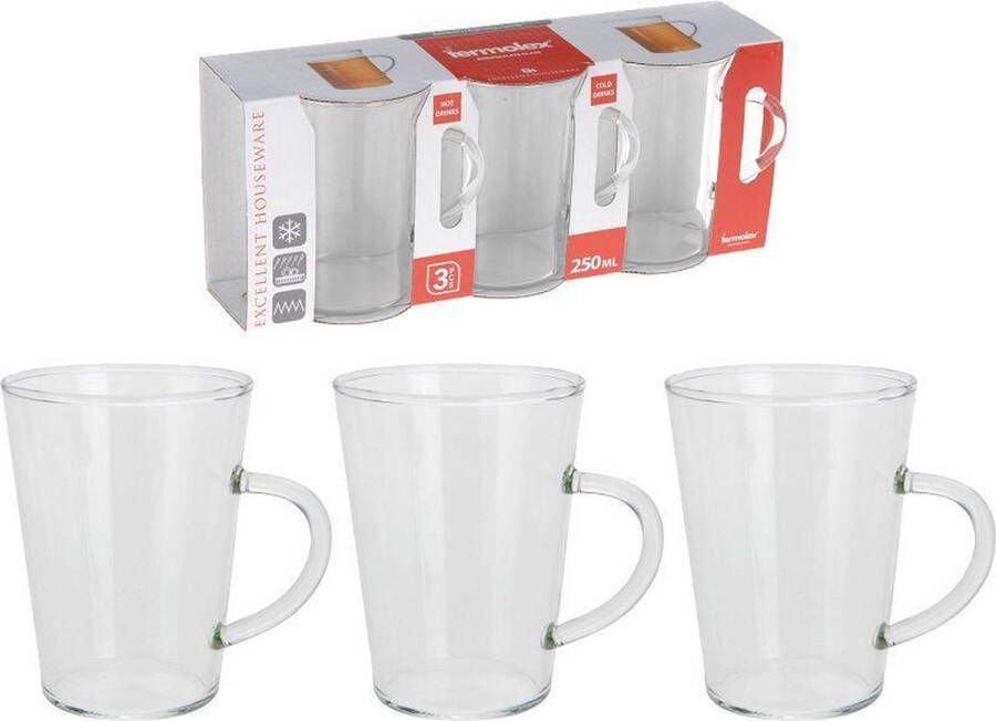 Excellent Houseware Koffie Theeglas set van 3 stuks