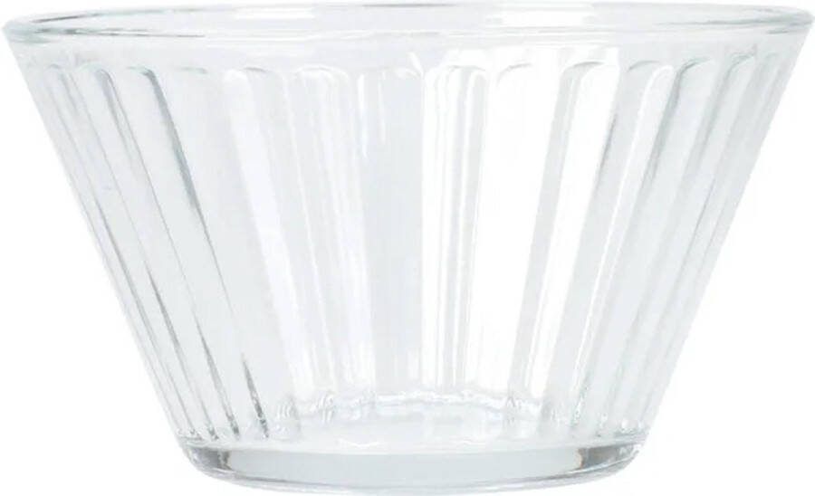 Excellent Houseware Kommetje serveer schaaltje 3x ontbijt hapjes glas streep relief 300 ml snackschaaltjes