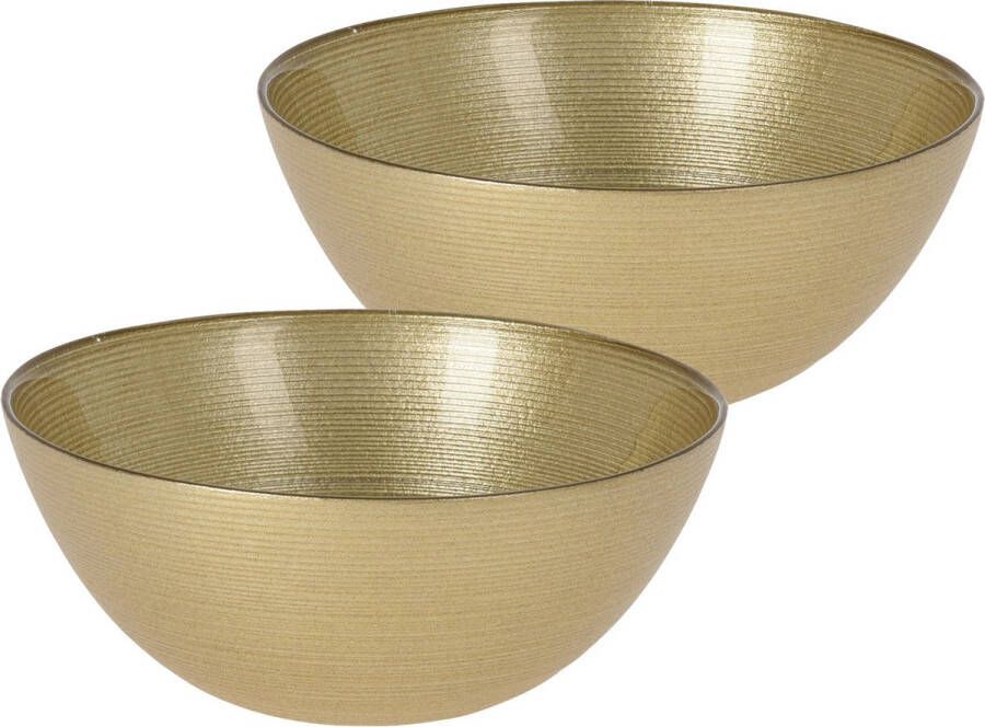 Excellent Houseware Kommetjes serveer schaaltjes 2x Athene glas D15 x H6 cm goud Stapelbaar