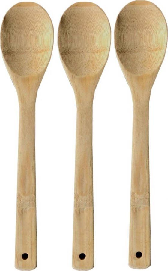 Excellent Houseware Kookgerei set 3 delig bamboe hout pollepel keuken assesoires bakken