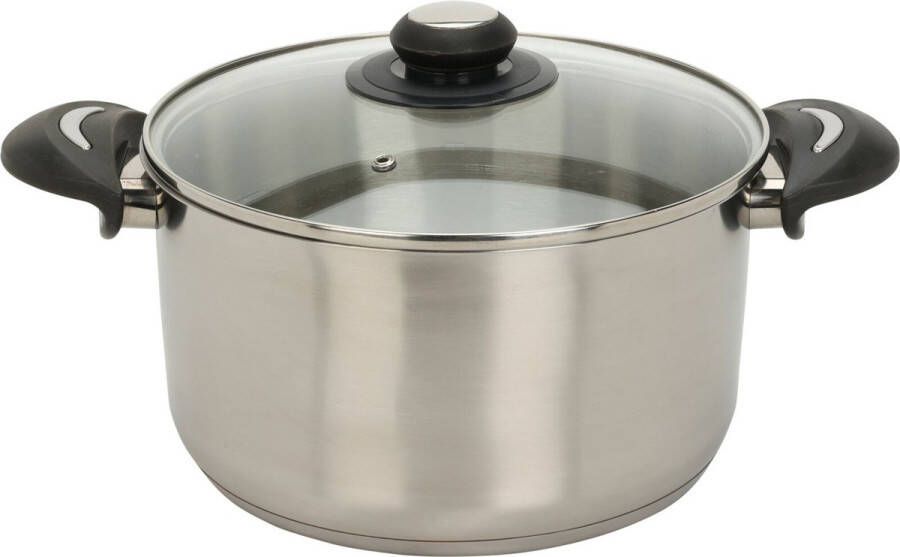 Excellent Houseware Kookpan met deksel RVS glas 5.4L D24 x H13.5 cm alle warmtebronnen