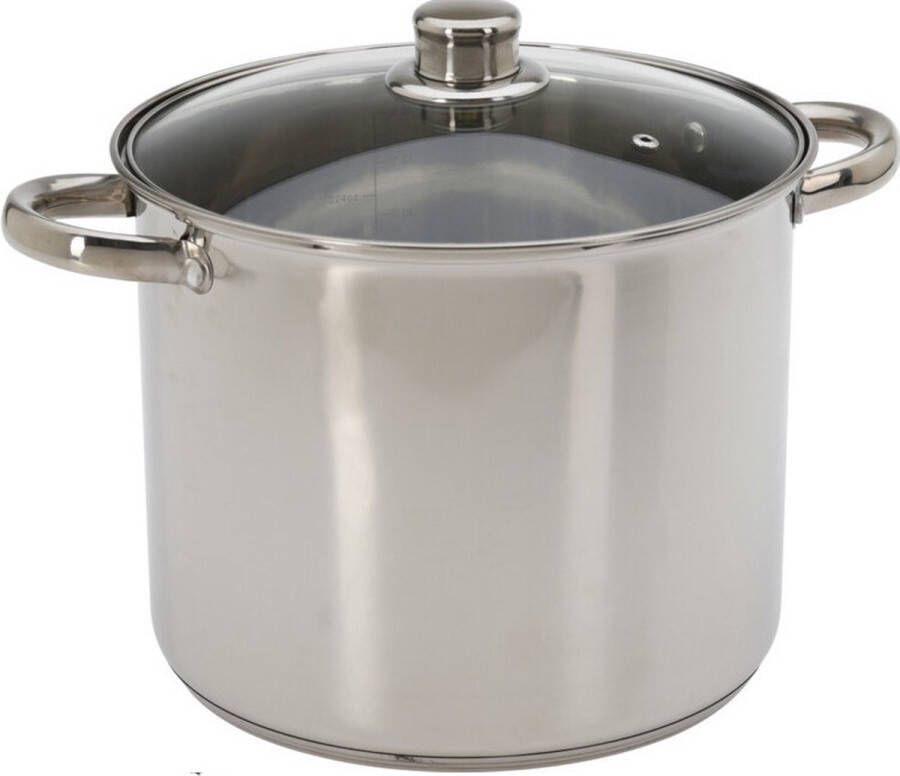 Excellent Houseware Kookpan Soeppan met deksel RVS glas 9L D24 x H20 cm alle warmtebronnen