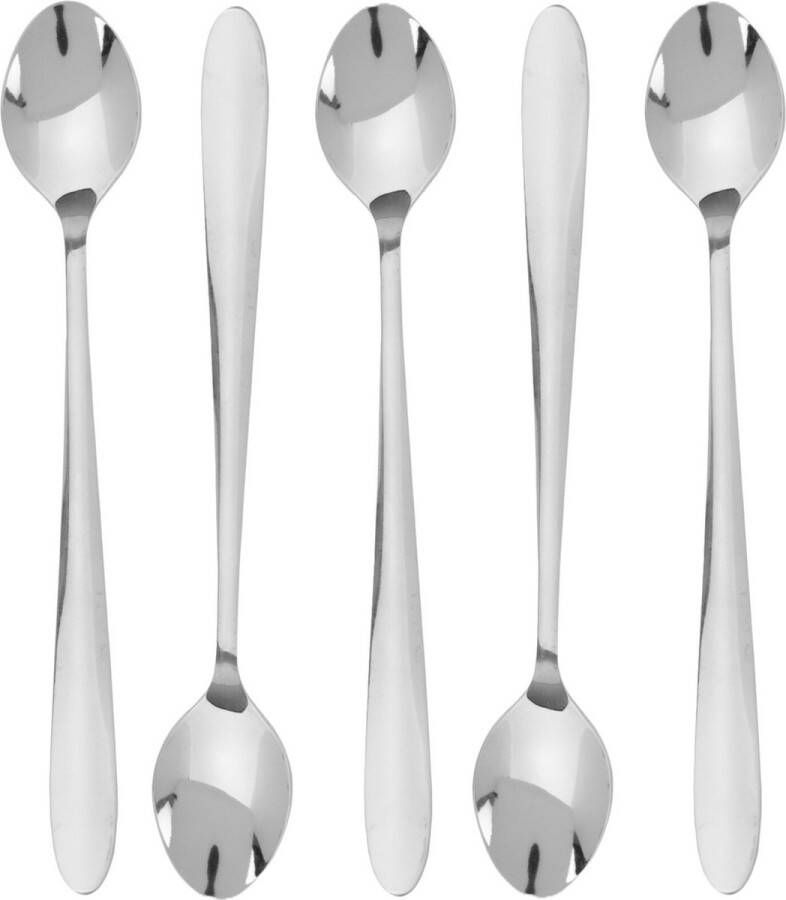 Excellent Houseware lange Koffielepels theelepels 10x RVS 21 cm latte macchiato dessertlepels