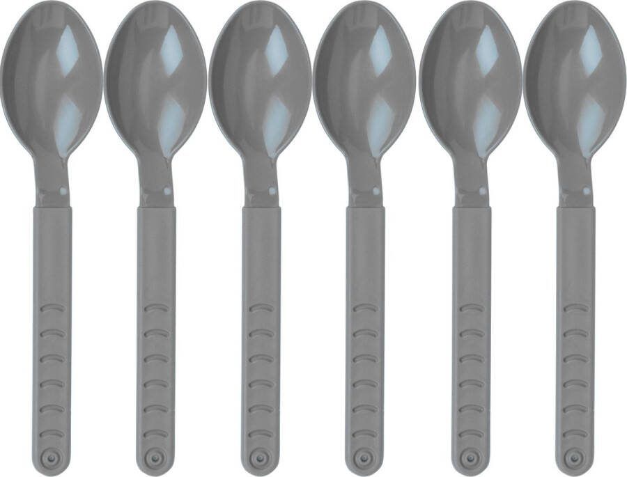 Excellent Houseware Lepels 30x stuks grijs kunststof 18 cm herbruikbaar