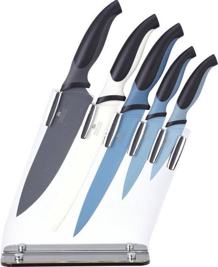 Excellent Houseware -Luxe Messenset softgrip- 5 messen-met standaard