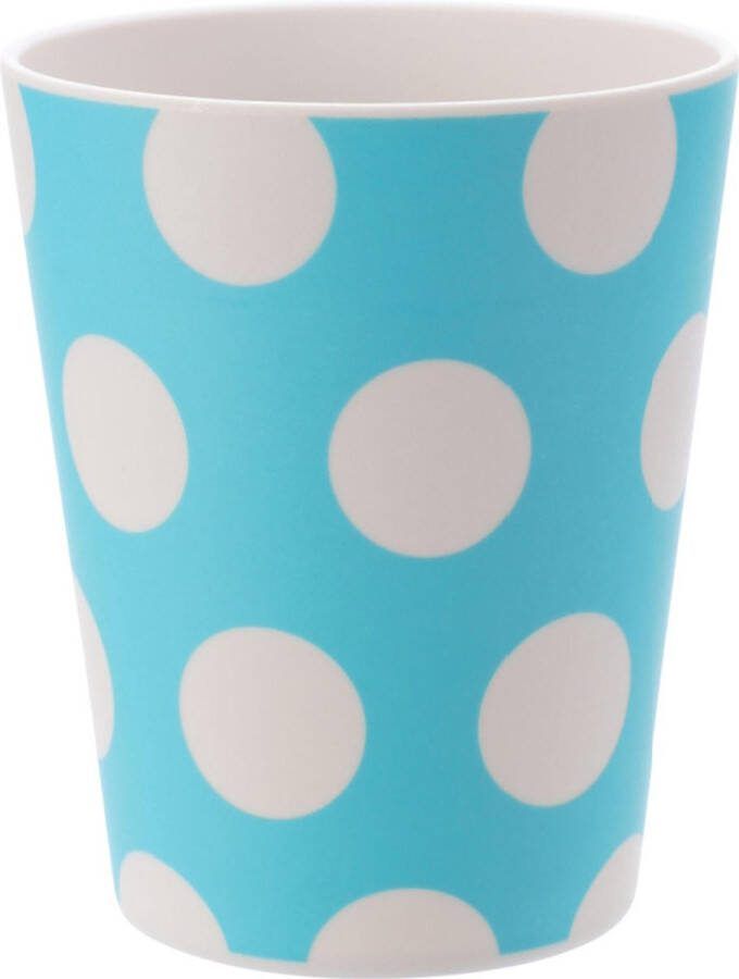 Excellent Houseware Melamine bekers met witte stippen set van 5: turquoise rood roze geel groen 10 cm hoog