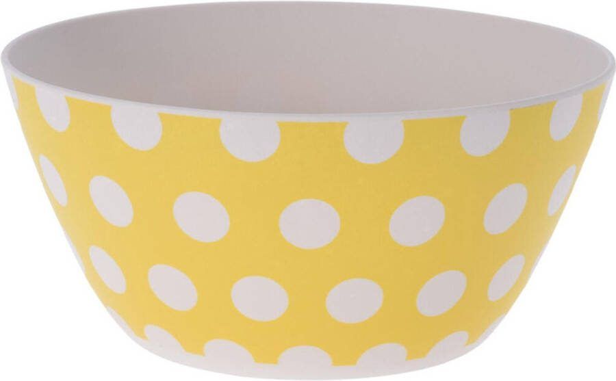 Excellent Houseware Melamine schaal geel met witte stippen diam. 25 5 cm 11 5 cm hoog