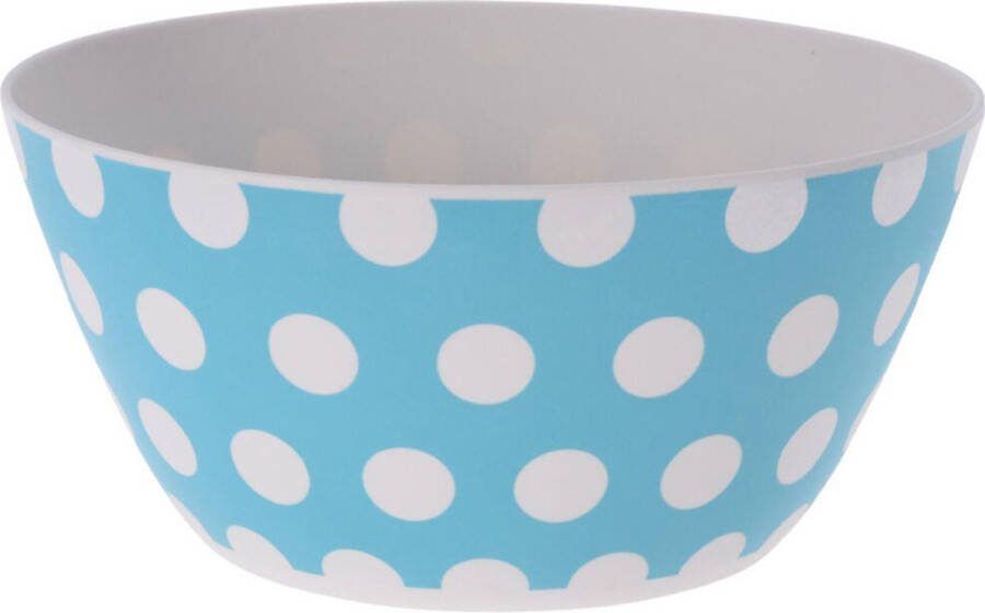 Excellent Houseware Melamine schaal turquoise met witte stippen diam. 25 5 cm 11 5 cm hoog
