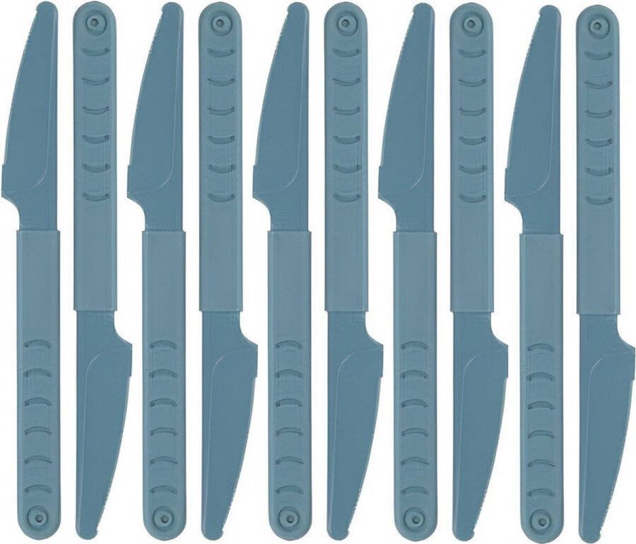 Excellent Houseware Messen 30x stuks blauw kunststof 18 cm herbruikbaar