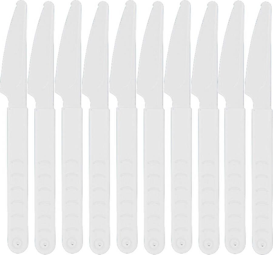 Excellent Houseware Messen 30x stuks wit kunststof 18 cm herbruikbaar