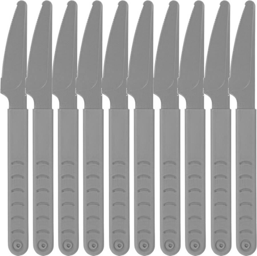 Excellent Houseware Messen 40x stuks grijs kunststof 18 cm herbruikbaar