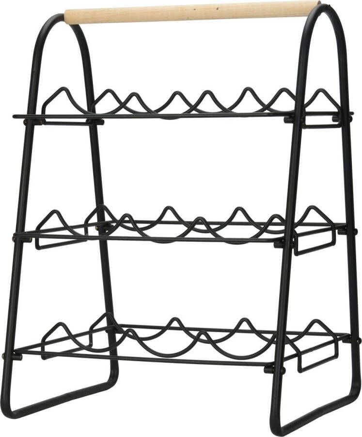 Excellent Houseware Metalen wijnflessen rek wijnrek voor 9 flessen 33 x 29 x 46 cm Wijnfles houder