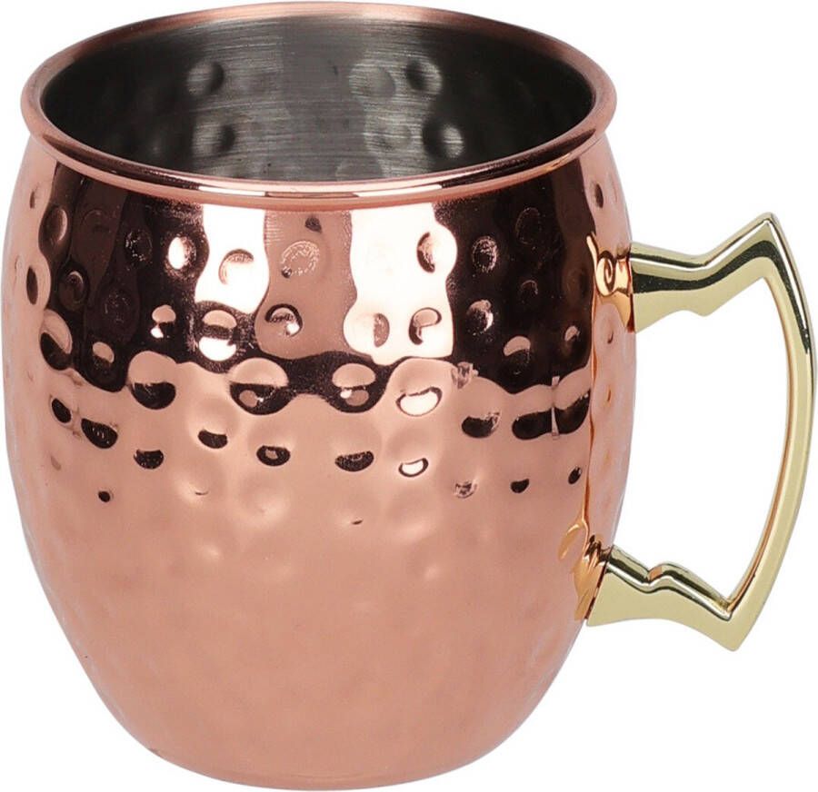 Excellent Houseware Moscow Mule beker RVS koperkleurig 500 ml cocktailglazen