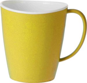 Excellent Houseware Onbreekbare drinkbeker mok geel kunststof 350 ml Bekers