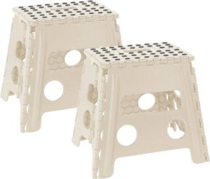 Excellent Houseware Opstapje krukje 2 stuks opvouwbaar 29 x 22 x 32 cm wit