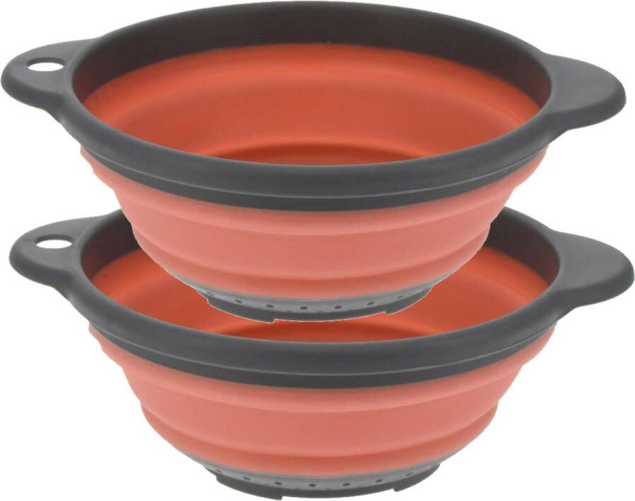 Excellent Houseware opvouwbaar vergiet 2x oranje grijs tpe 23 cm Vergieten