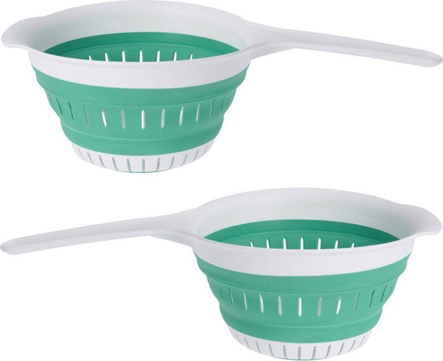 Excellent Houseware opvouwbaar vergiet 2x wit mintgroen tpe 37 x 19 cm Vergieten