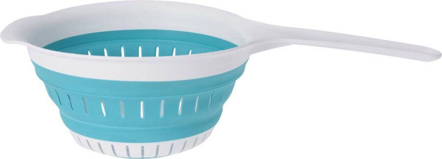 Excellent Houseware opvouwbaar vergiet wit lichtblauwA‚A tpe- 37 x 19 cm Vergieten