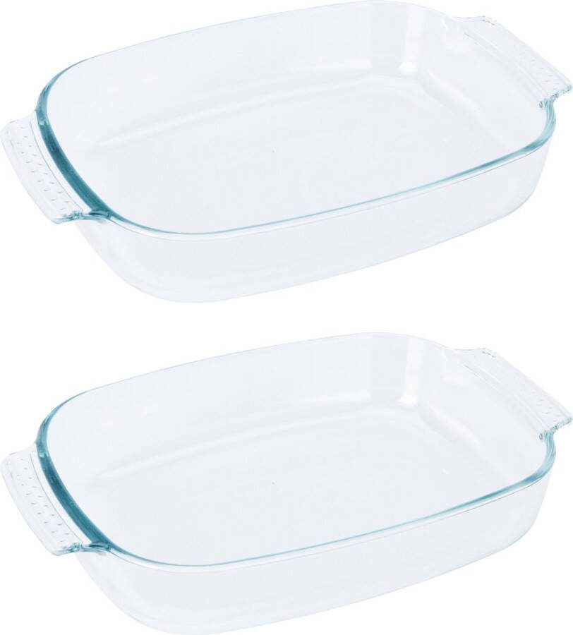 Excellent Houseware Ovenschaal glas 2x ovaal 2.7Liter 34 x 22 x 6cm vaatwasser bestendig
