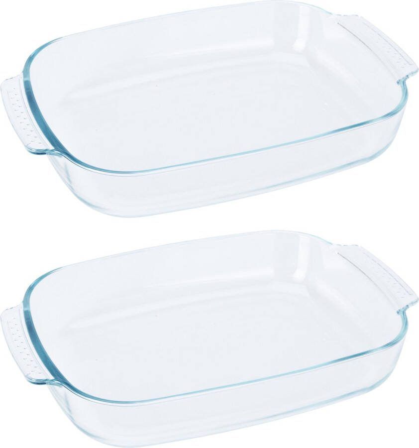 Excellent Houseware Ovenschaal glas 2x ovaal 3.8 Liter 38x25x6 5cm- vaatwasser bestendig