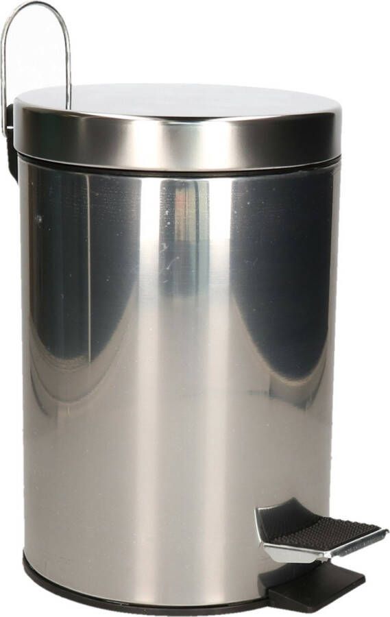 Excellent Houseware Pedaalemmer vuilnisbak 3 liter zilver RVS 17 x 25 cm