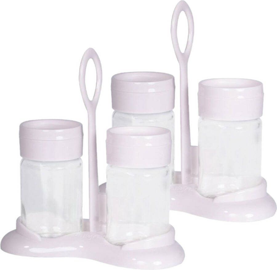 Excellent Houseware Peper en zout stelletje 2x strooiers glas wit 15 x 16 cm