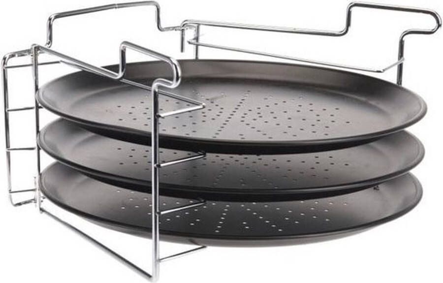 Excellent Houseware Pizza bakset 4 delig inclusief non stick pizzaplaten Pizza toren bakset