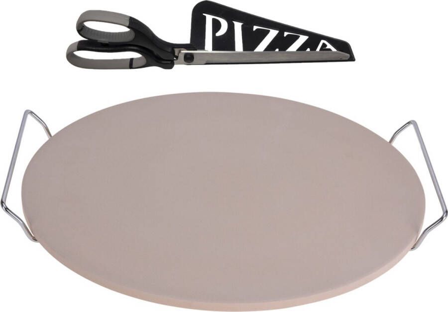 Excellent Houseware Pizzasteen BBQ oven met handvaten D35 cm incl. pizzaschaar 30 cm Pizzaplaten