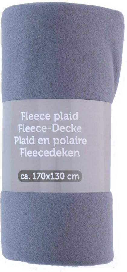 Excellent Houseware Polyester fleece deken dekentje plaid 170 x 130 cm korenblauw