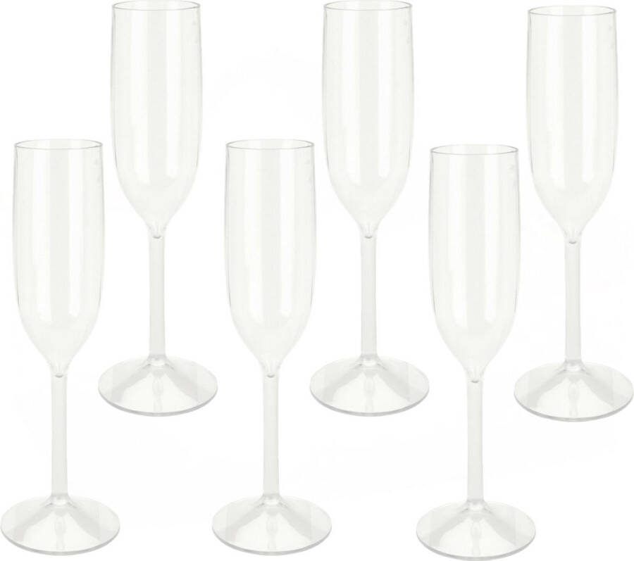 Excellent Houseware Prosecco Champagneglazen 10x transparant kunststof 165 ml