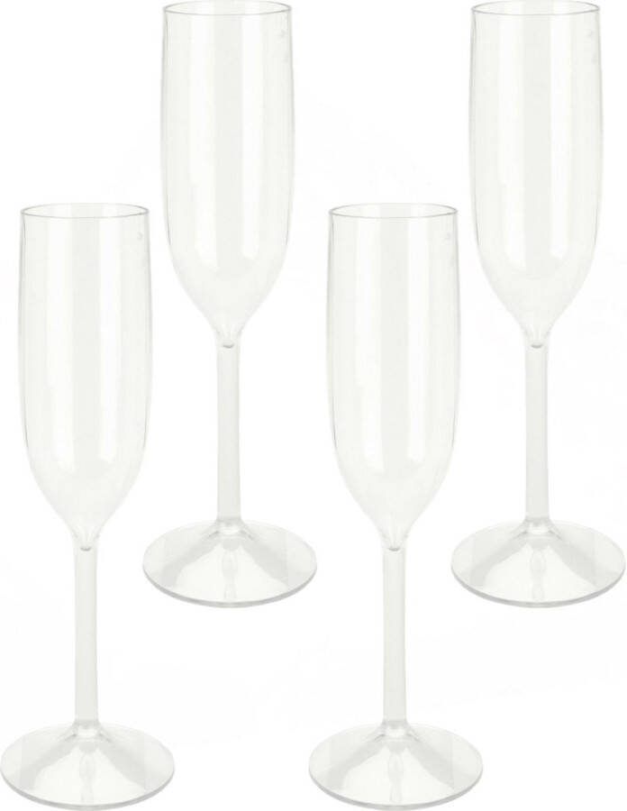 Excellent Houseware Prosecco Champagneglazen 4x transparant kunststof 165 ml
