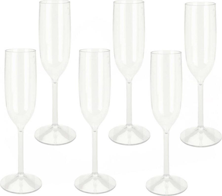 Excellent Houseware Prosecco Champagneglazen 6x transparant kunststof 165 ml
