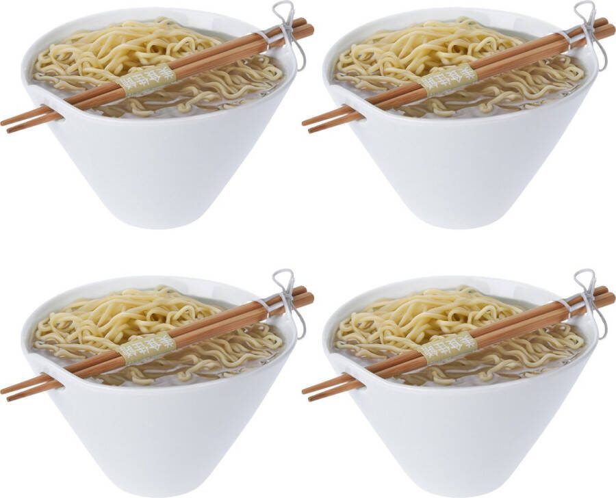 Excellent Houseware Ramen bowl 6x inclusief chopsticks porselein noodle kom set