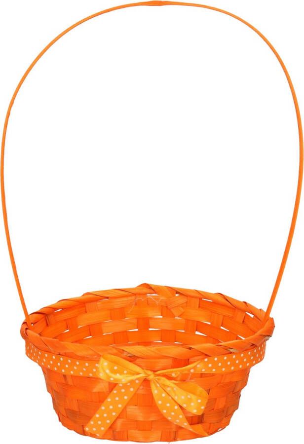 Excellent Houseware Rieten mandje oranje rond met hengsel 39 cm Opbergen Decoratie manden gevlochten riet