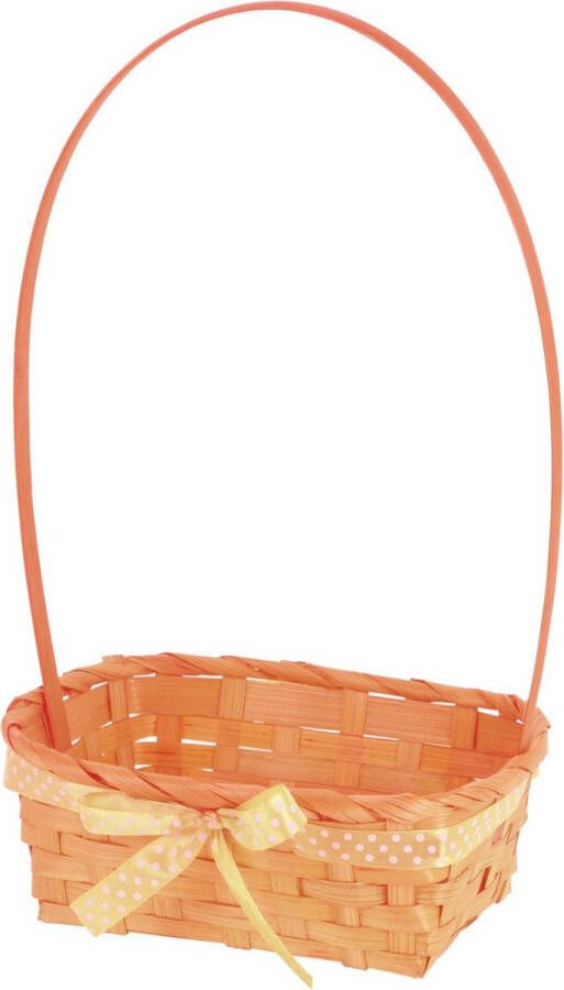 Excellent Houseware Rieten mandje oranje vierkant met hengsel 39 cm Opbergen Decoratie manden gevlochten riet