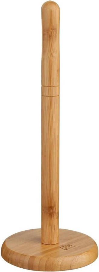 Secret de Gourmet Ronde keukenrolhouder naturel 12 5 x 32 cm van bamboe hout Keukenpapier houder Keukenrol houder