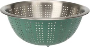 Excellent Houseware RVS keuken vergiet zeef afgieten etenswaren groen 27 x 12.5 cm Vergieten