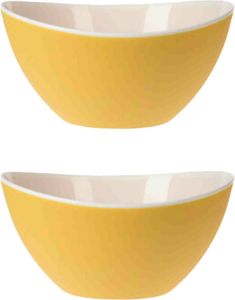 Excellent Houseware 2x stuks salade schalen slakommen geel kunststof 3500 ml Saladeschalen