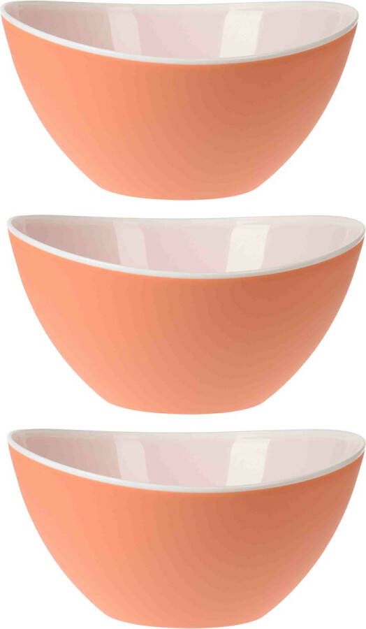 Excellent Houseware 3x stuks salade schalen slakommen oranje kunststof 3500 ml Saladeschalen